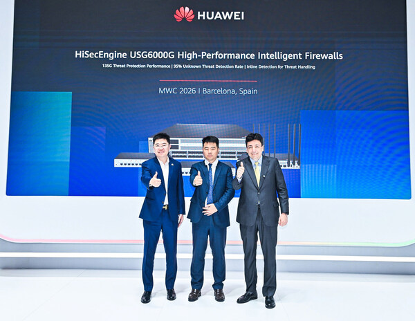 Attendees at the launch ceremony included: Richard Wu, President of Security Domain, Data Communication Product Line, Huawei, Adriano da Rocha Lima, Secretary-General of the Government of Goi&aacute;s State, Brazil, Jason He, President of Enterprise Data Communication Marketing & Solution Sales Dept, Huawei